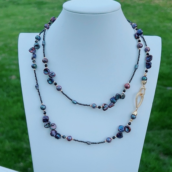 S139 Handmade Double Layer Freshwater Pearl Long Necklace - Picture 5 of 8